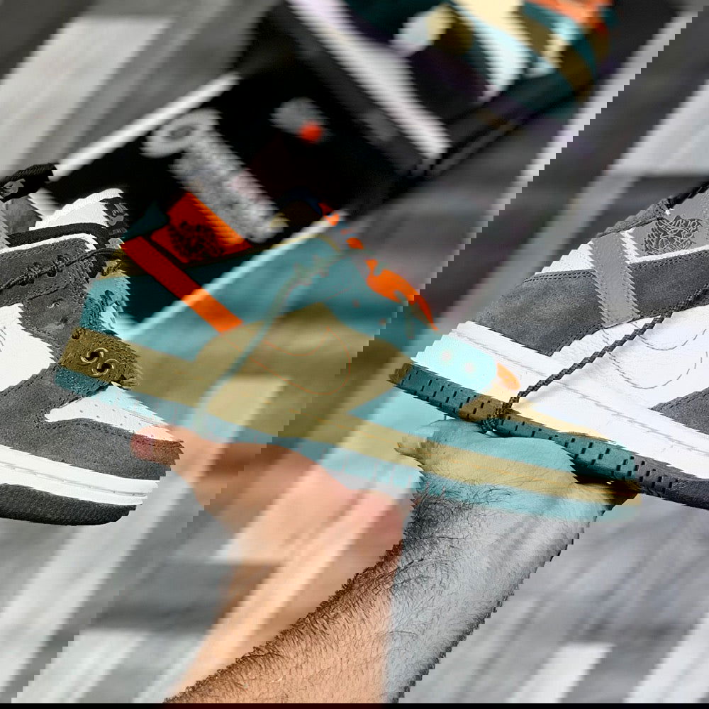 Aj-1 X Sb Dunks Low Pro (Green Orange) - ShoesRepublic