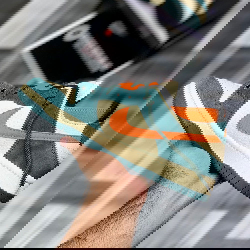 Aj-1 X Sb Dunks Low Pro (Green Orange) - ShoesRepublic