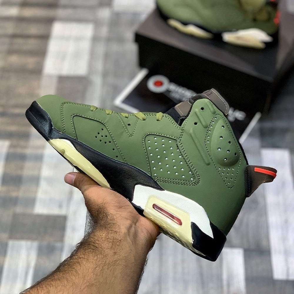 Aj-6 x Traviiis (Medium Oliive) Premium Batch - ShoesRepublic