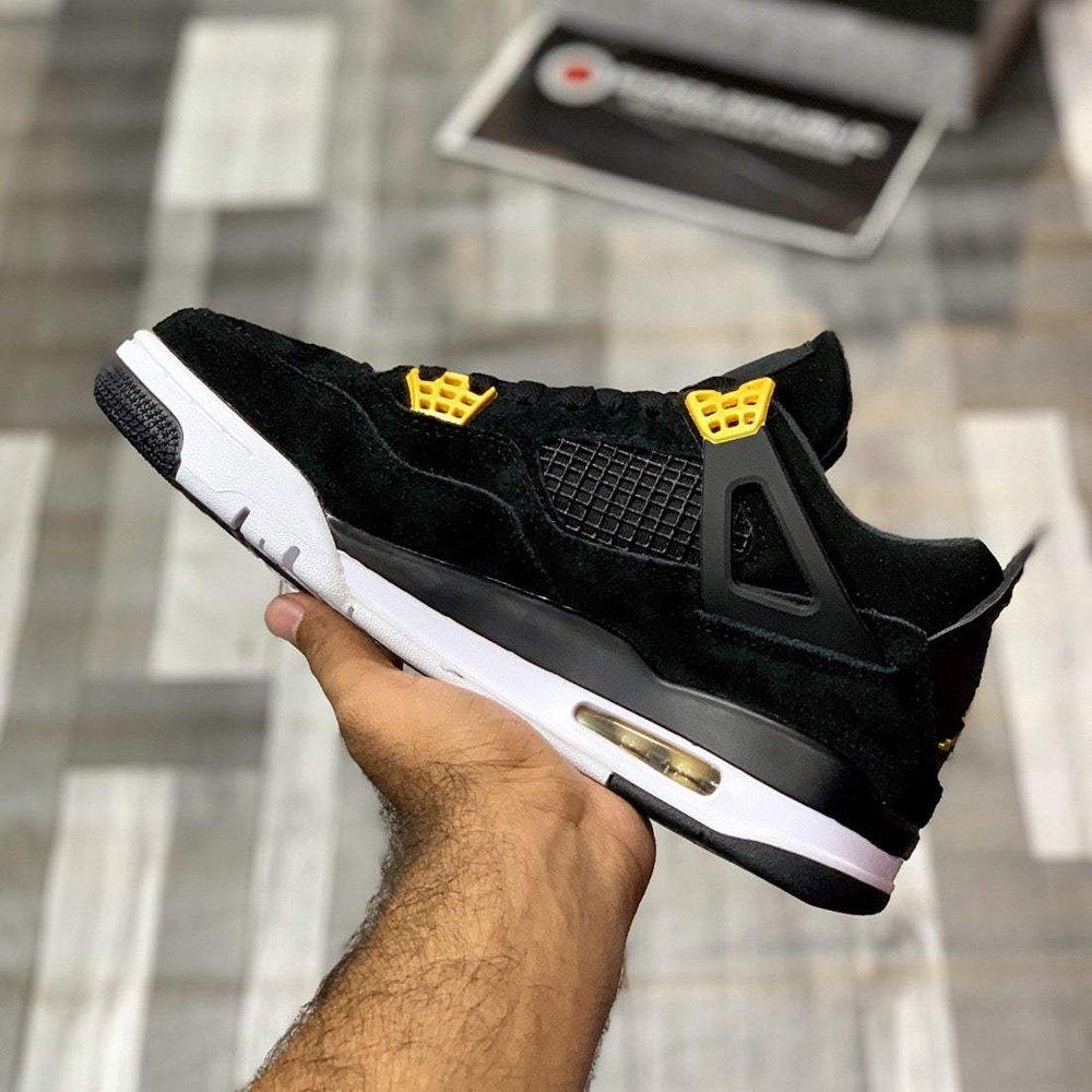 Air Jordan 4 Royalty - Black/Metallic Gold Sneakers | Classic Style with a Touch of Luxury - ShoesRepublic