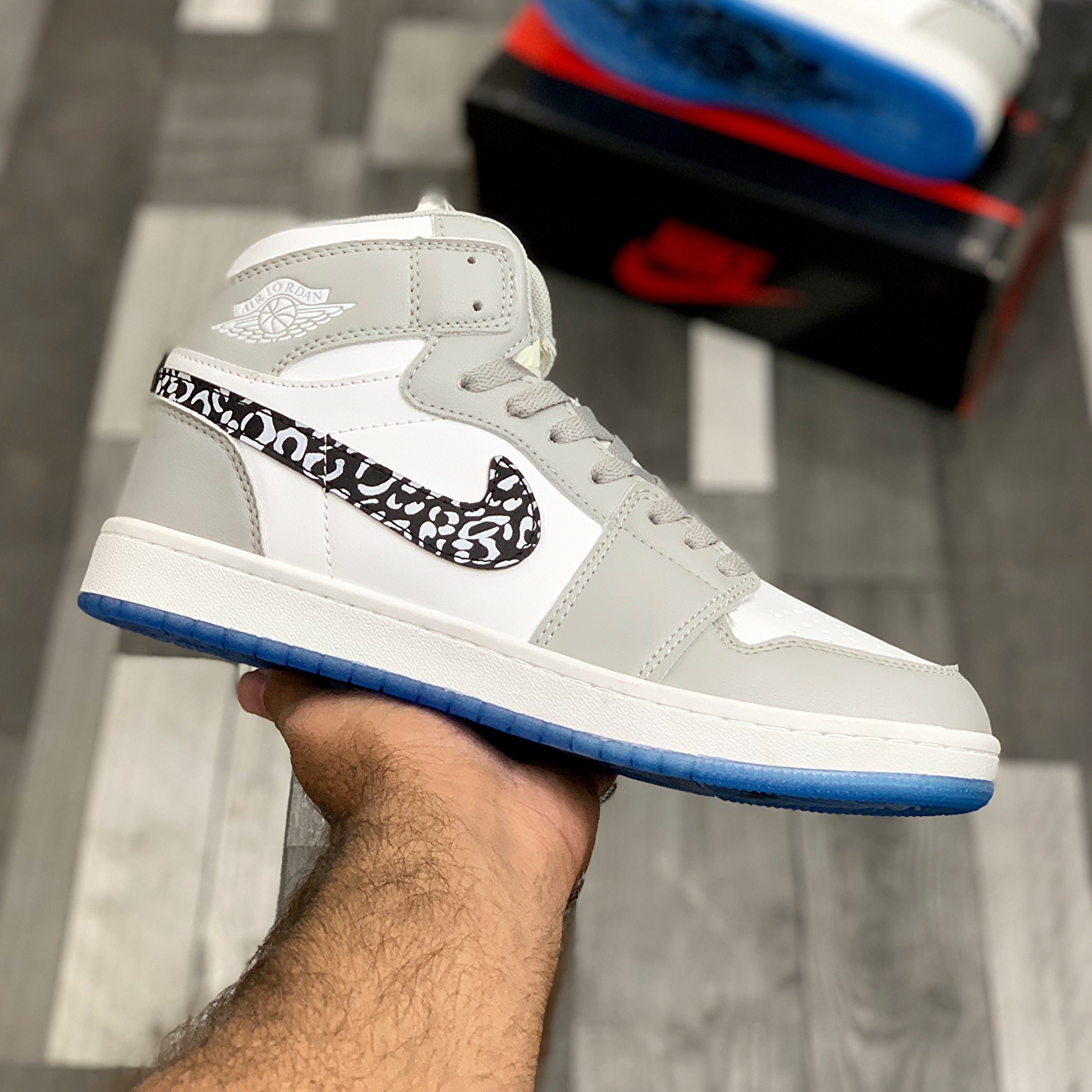 AJ-1 hightops (Cement Swoosh)
