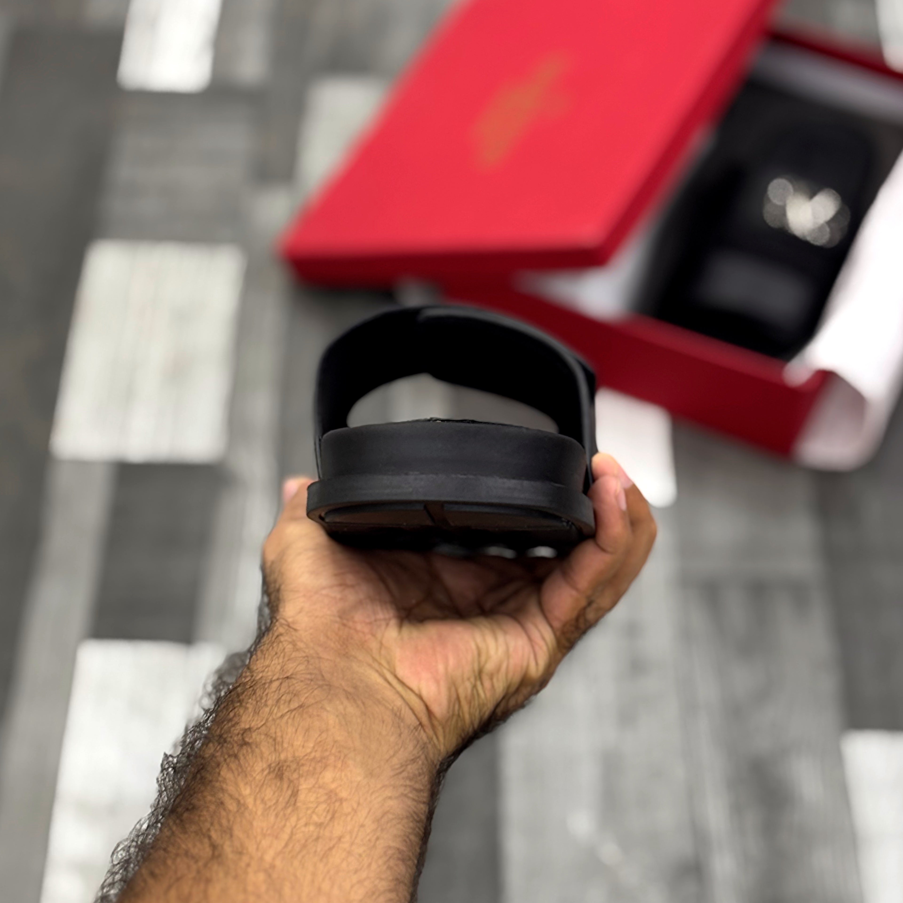 Vltn Leather Slides (Black) Genuine Cow Leather