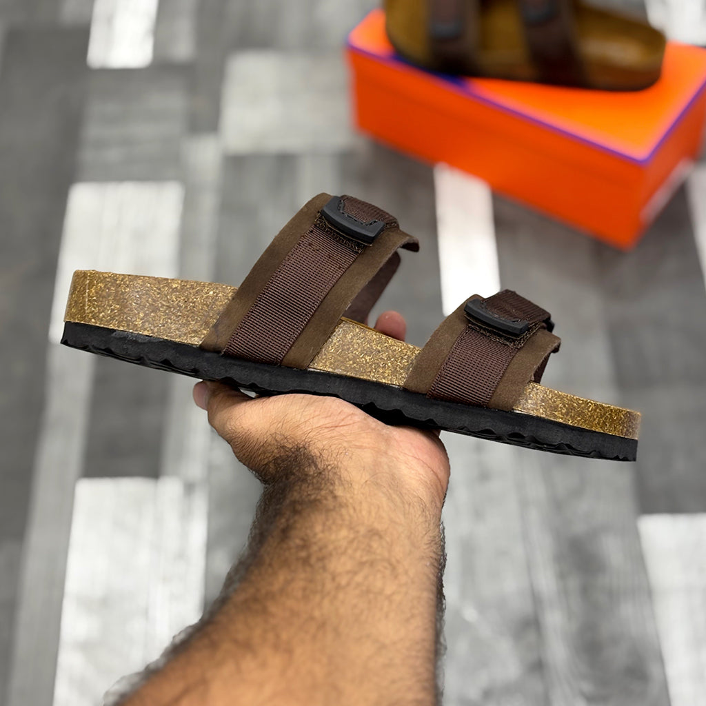 Cork Footbed Slides (Brown) Premium Imported