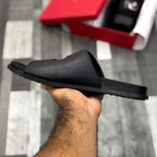 Vltn Leather Slides (Black) Genuine Cow Leather