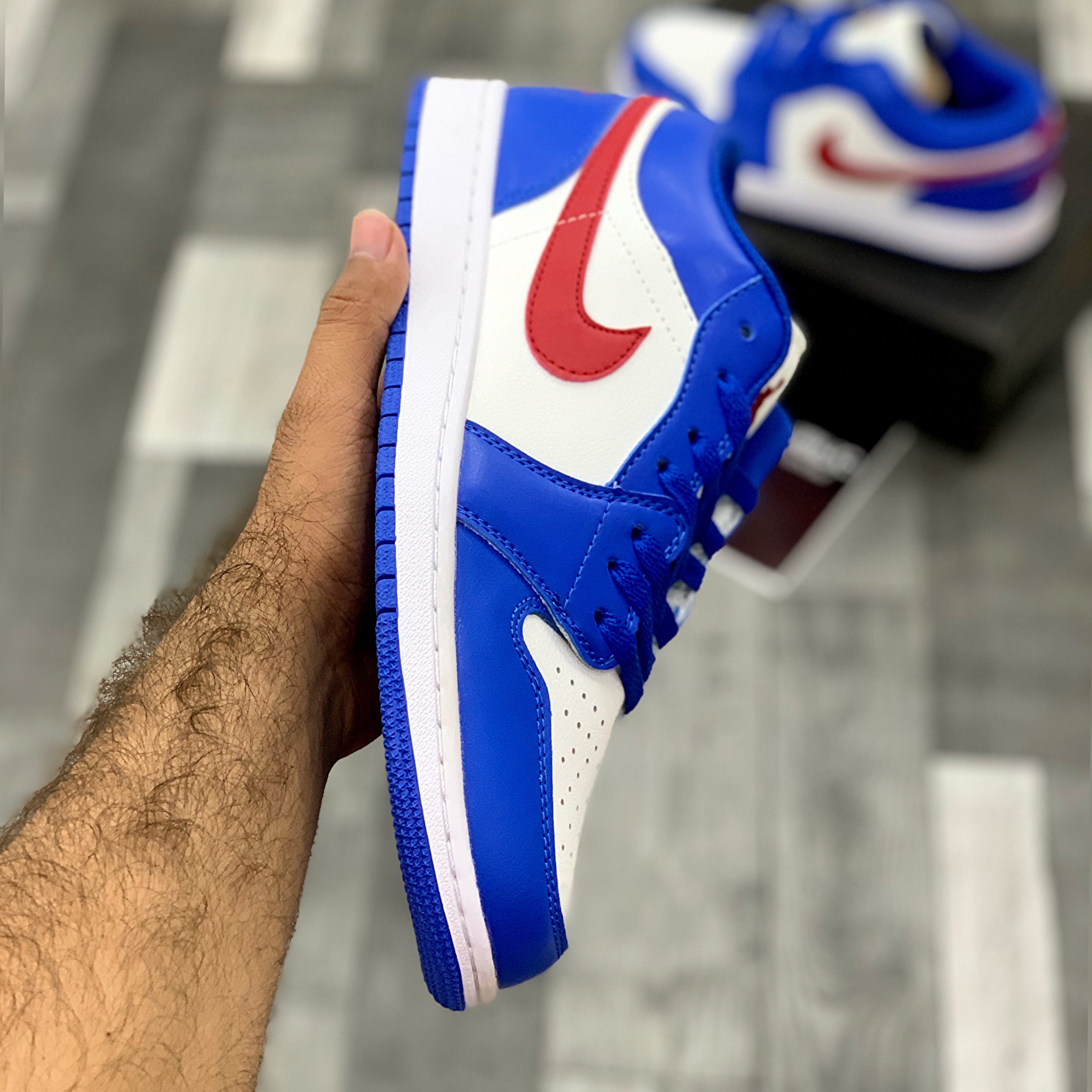 AJ-1 Lows (Sportt Blue GYM Red)- Premium Batch