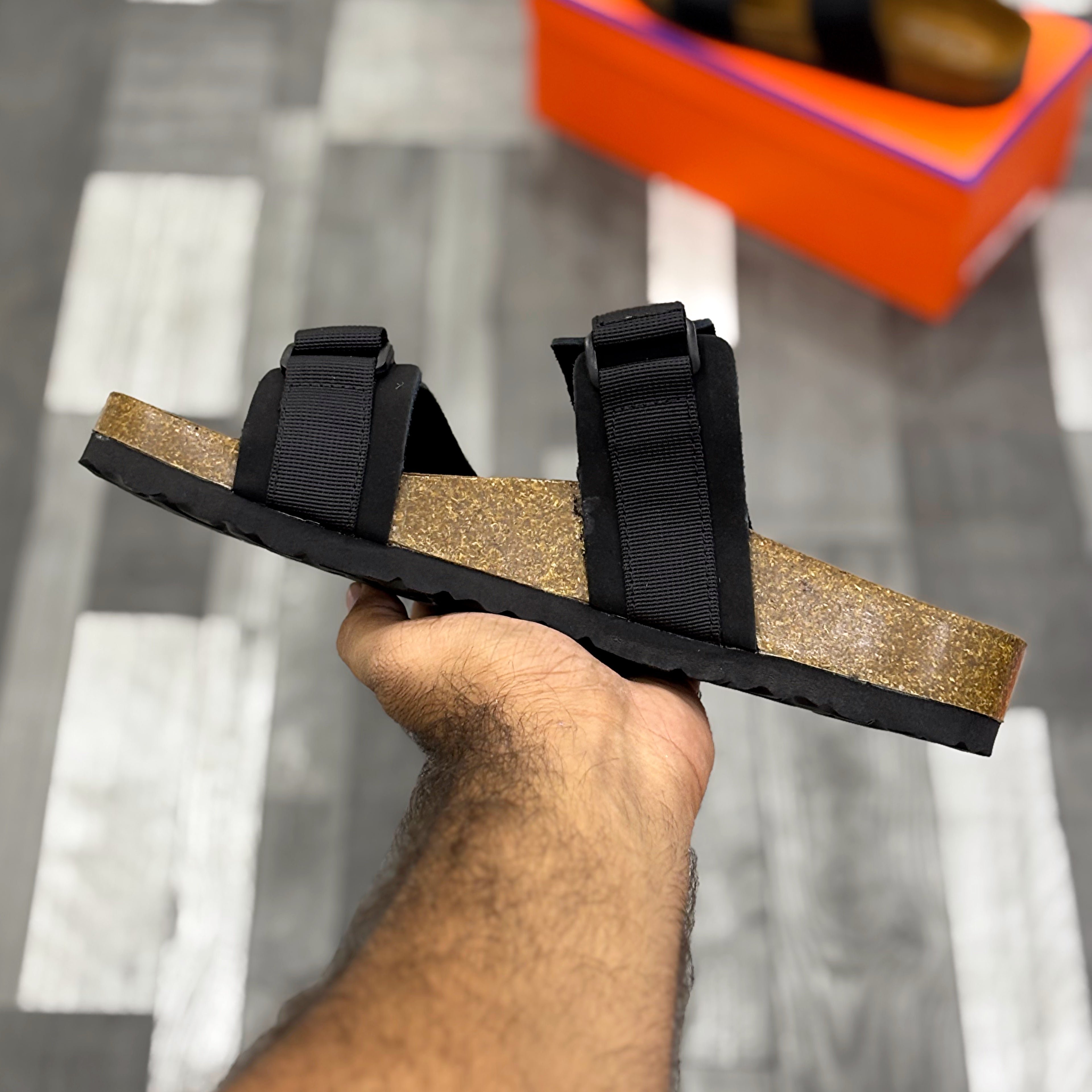 Cork Footbed Slides (Black) Premium Imported