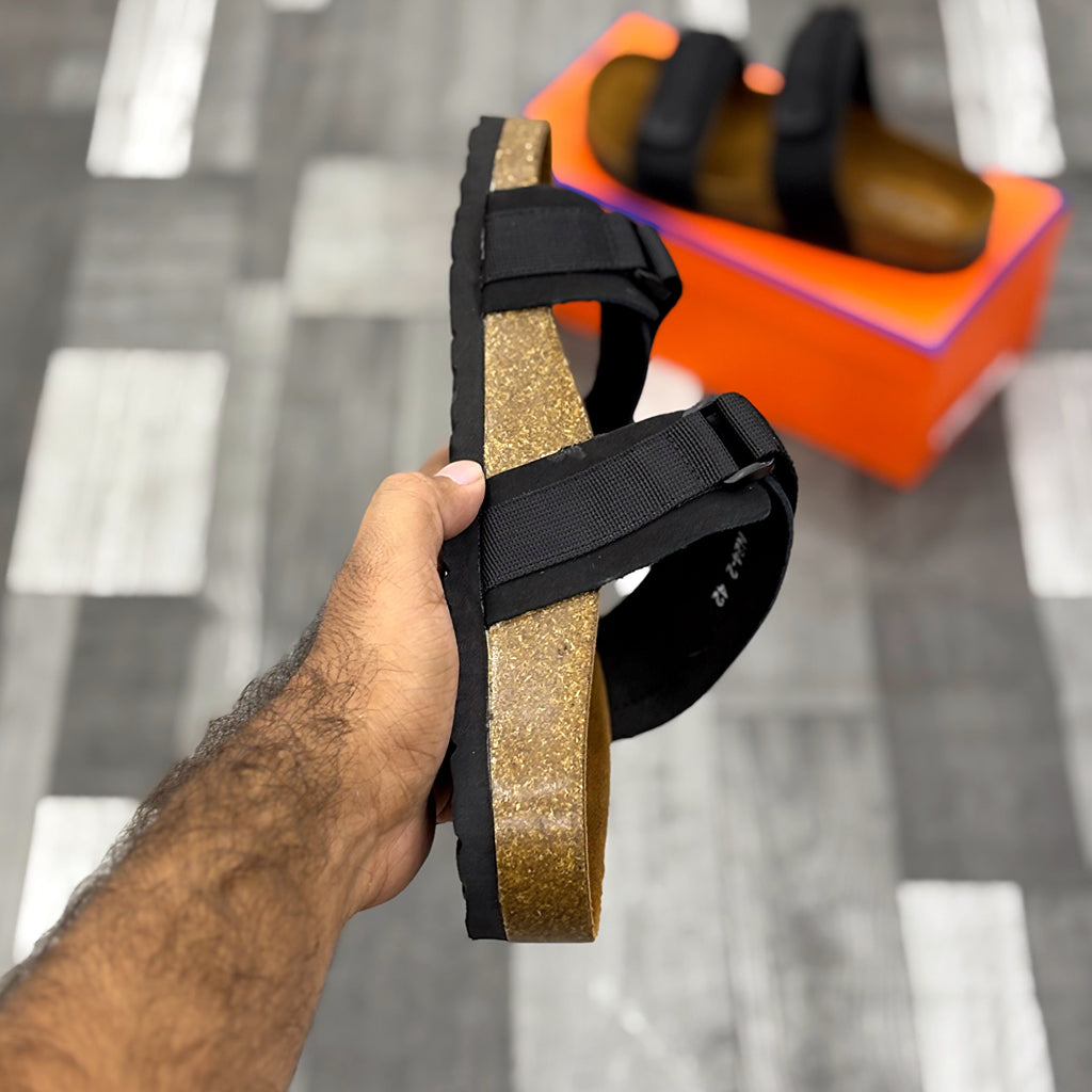 Cork Footbed Slides (Black) Premium Imported