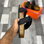 Cork Footbed Slides (Black) Premium Imported