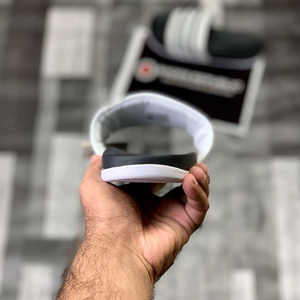 Adiillette Comfort Swim “White Black” - ShoesRepublic 