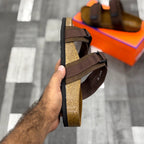 Cork Footbed Slides (Brown) Premium Imported