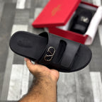 Vltn Leather Slides (Black) Genuine Cow Leather