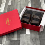 Vltn Leather Slides (Dark Brown) Genuine Cow Leather