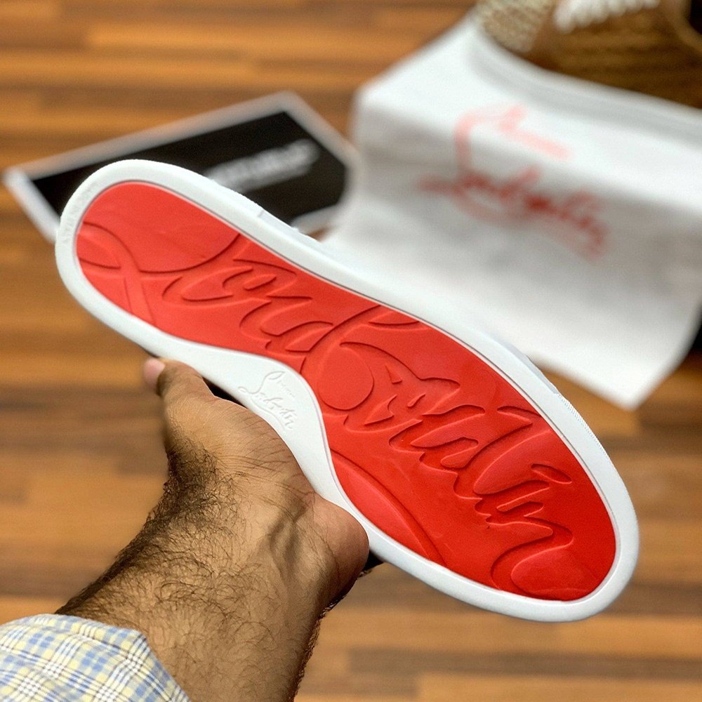 Loubbouttin Jr Spiked Lows ”Brown-Silver” - ShoesRepublic 