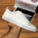 Loubbouttin Jr Spiked Lows ”White Silver” - ShoesRepublic 