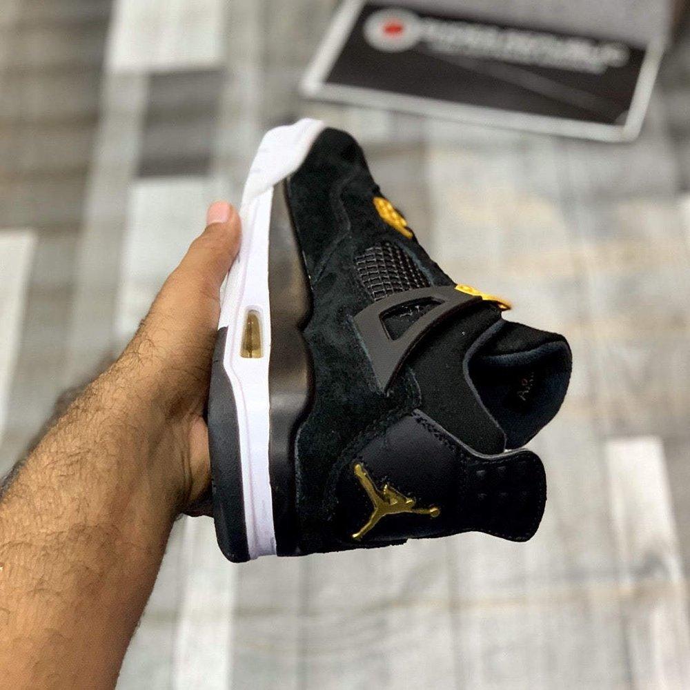 Air Jordan 4 Royalty - Black/Metallic Gold Sneakers | Classic Style with a Touch of Luxury - ShoesRepublic 