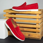 Suede Loafer Firestone Red- 100% Pure Suede Leather