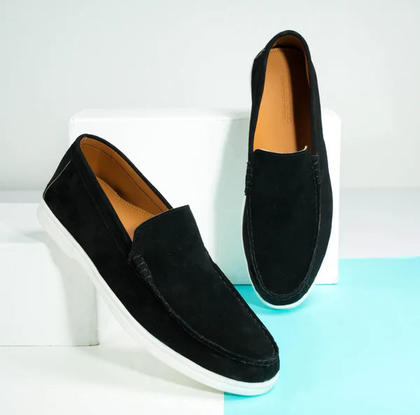 Suede Loafer Black- 100% Pure Suede Leather