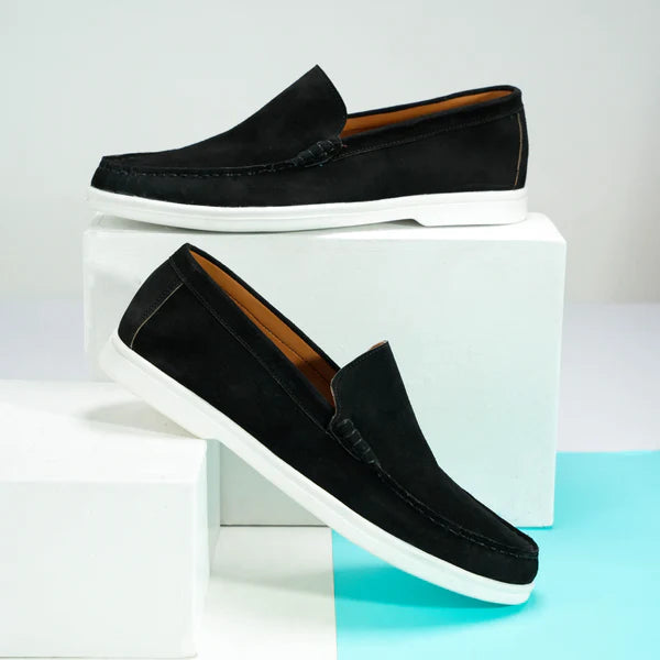 Suede Loafer Black- 100% Pure Suede Leather